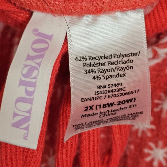 Joyspun Pajama Pants Womens 2X Red/White Christmas Pattern Waffle Knit Tapered - Picture 8 of 11
